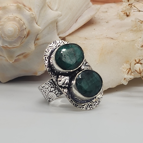 Silver 925 Ring Natural Jade Stone - Picture 2 of 12